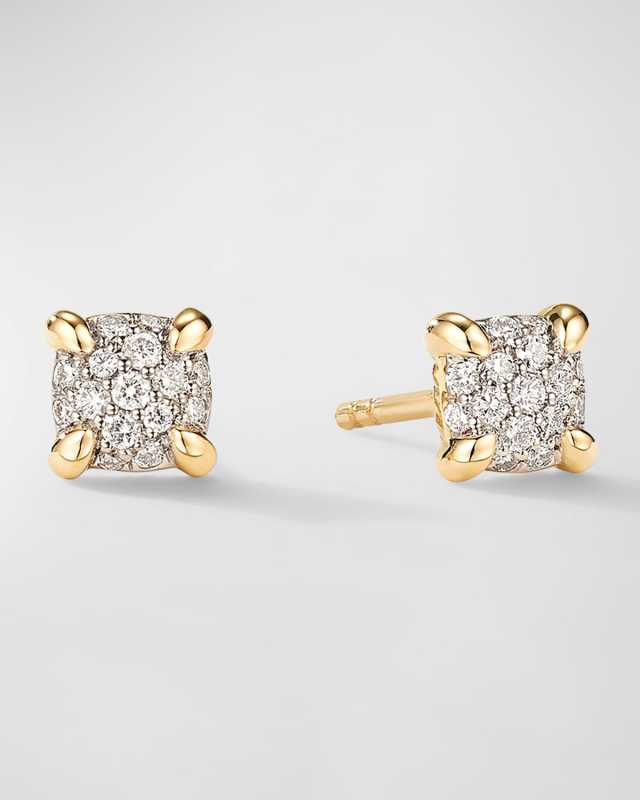 Petite Chatelaine Stud Earrings with Diamonds in 18K Gold, 5mm